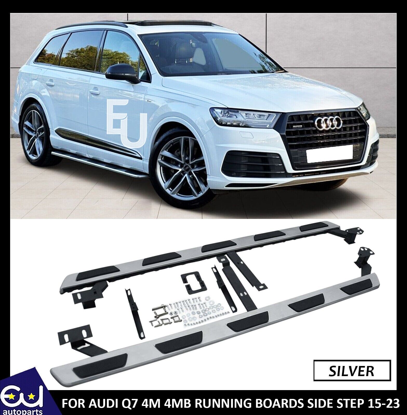 SIDE STEPS RUNNING BOARDS FOR AUDI Q7 2015-2023 4M 4MB INTEGRATED BRAC